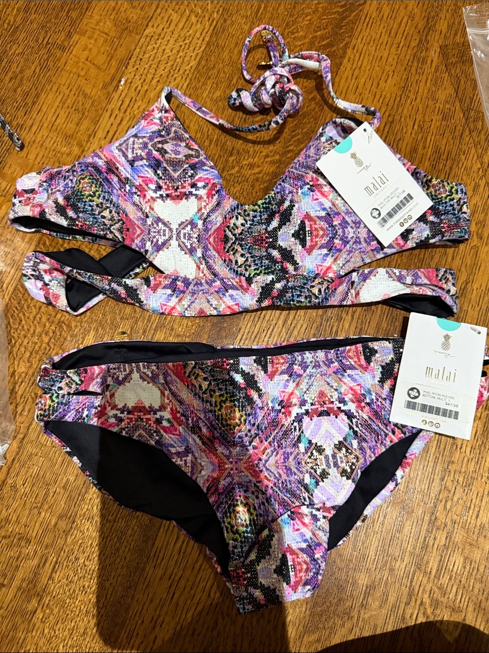 Malai Pink & Purple Aztec Print Bikini Set